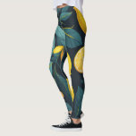 Lemon tuinpatroon. Gele tropische citrusvruchten Leggings<br><div class="desc">Gele citroencitruspatroon leggings.</div>