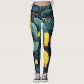 Lemon tuinpatroon. Gele tropische citrusvruchten Leggings (Voorkant)