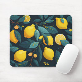 Lemon tuinpatroon. Gele tropische citrusvruchten Muismat