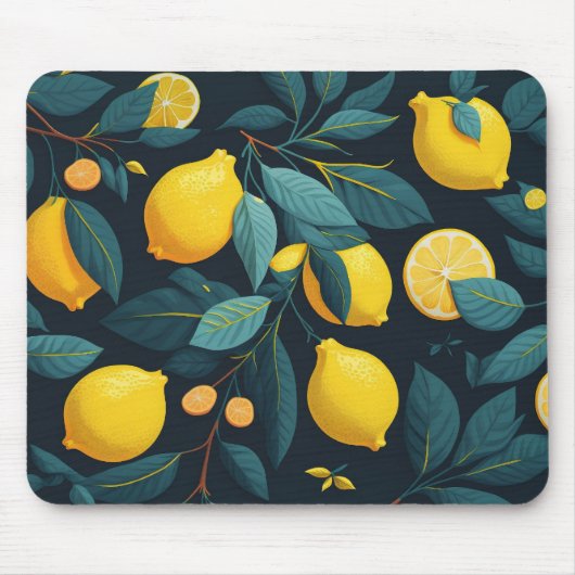 Lemon tuinpatroon. Gele tropische citrusvruchten Muismat (Voorkant)