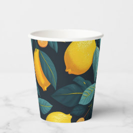 Lemon tuinpatroon. Gele tropische citrusvruchten Papieren Bekers