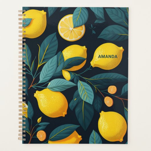 Lemon tuinpatroon. Gele tropische citrusvruchten Planner (Voorkant)