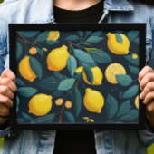 Lemon tuinpatroon. Gele tropische citrusvruchten Poster