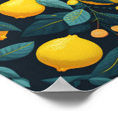 Lemon tuinpatroon. Gele tropische citrusvruchten Poster (Hoek)