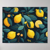 Lemon tuinpatroon. Gele tropische citrusvruchten Poster (Voorkant)