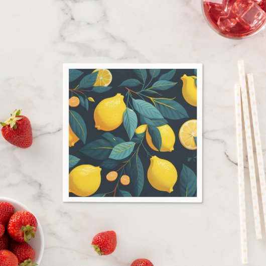 Lemon tuinpatroon. Gele tropische citrusvruchten Servet (Insitu)