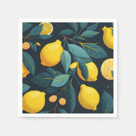 Lemon tuinpatroon. Gele tropische citrusvruchten Servet