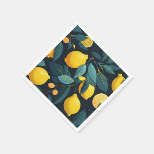 Lemon tuinpatroon. Gele tropische citrusvruchten Servet (Hoek)