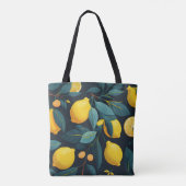 Lemon tuinpatroon. Gele tropische citrusvruchten Tote Bag (Achterkant)