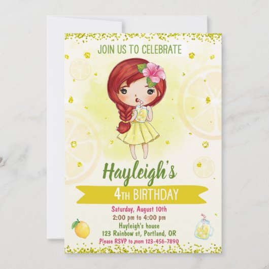 Lemon-uitnodiging Citrus Kaart (Voorkant)
