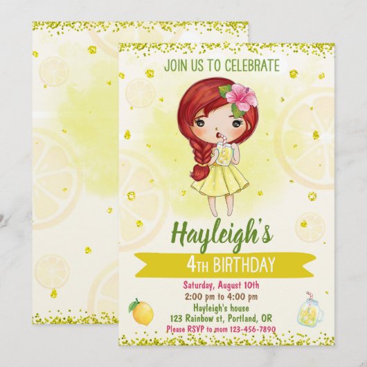 Lemon-uitnodiging Citrus Kaart (Voorkant / Achterkant)