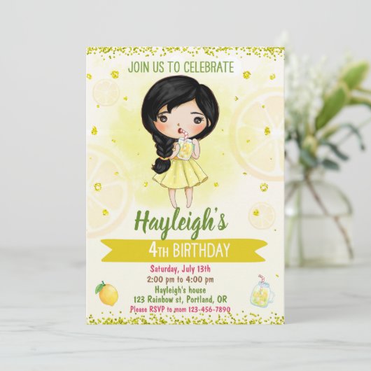 Lemon-uitnodiging Uitnodiging voor zomerverjaardag (Staand voorkant)