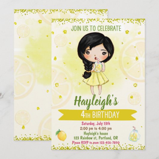 Lemon-uitnodiging Uitnodiging voor zomerverjaardag (Voorkant / Achterkant)