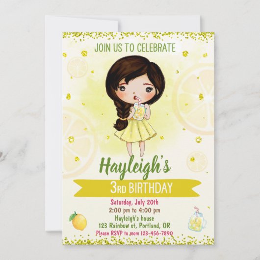 Lemon uitnodiging Vruchtendag Citrus (Voorkant)