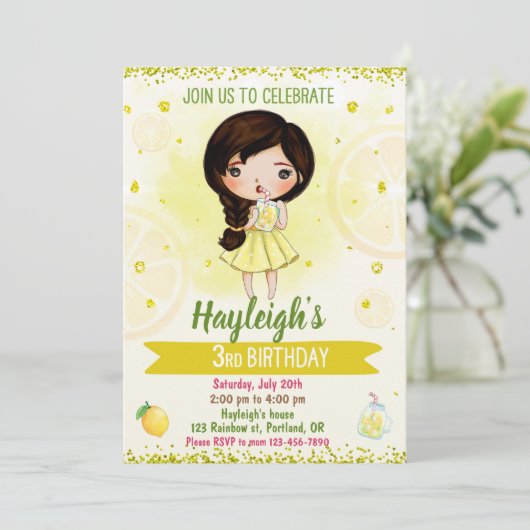 Lemon uitnodiging Vruchtendag Citrus (Staand voorkant)