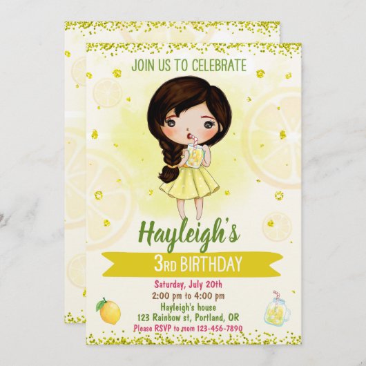 Lemon uitnodiging Vruchtendag Citrus (Voorkant / Achterkant)