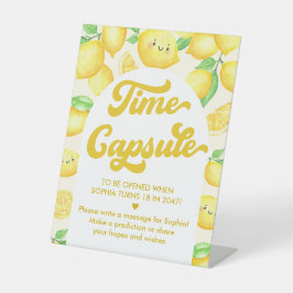 Lemon Verjaardag Tijd Capsule Party Game Reclamebord Met Voetstuk