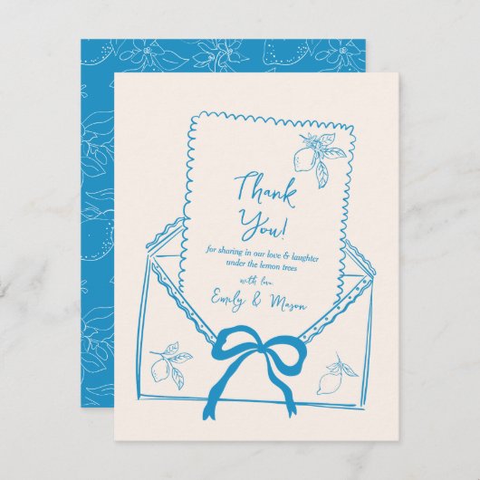 Lemon verlovingsfeest voor bruiloft bedankkaarten kaart (Voorkant / Achterkant)