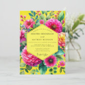 Lemon Vibrant Botanical Wedding Kaart (Staand voorkant)
