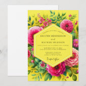 Lemon Vibrant Flora Wedding Kaart (Voorkant / Achterkant)