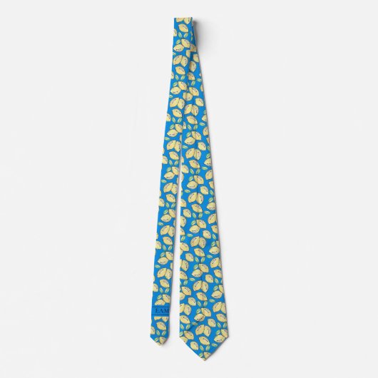 Lemon Vibrant Modern Bold Voeg Initialen Nieuwighe Stropdas (Achterkant)