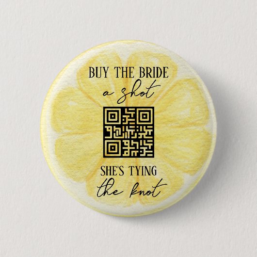 Lemon vrijgezellenfeest | Aangepaste QR-code Ronde Button 5,7 Cm (Voorkant)