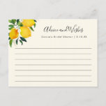 Lemon Vrijgezellenfeest Advice and Wishes Card Briefkaart<br><div class="desc">Deze prachtige Advice en Verwerkingskaart voorzien van waterverf citroenen en bloemen en een lichtgele achtergrond. Gebruik de vorm van de sjabloon om uw verpersoonlijking toe te voegen.</div>