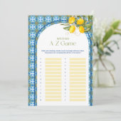 Lemon Vrijgezellenfeest Bruiloft A-Z Spel Kaart (Staand voorkant)