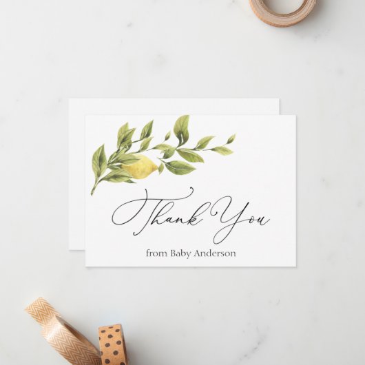 Lemon Vrijgezellenfeest Dank u, Noteer Kaart Notitiekaartje (Voorkant / Achterkant in situ)