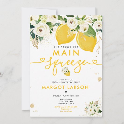 Lemon Vrijgezellenfeest Floral Lemon Main Squeeze Kaart (Voorkant)