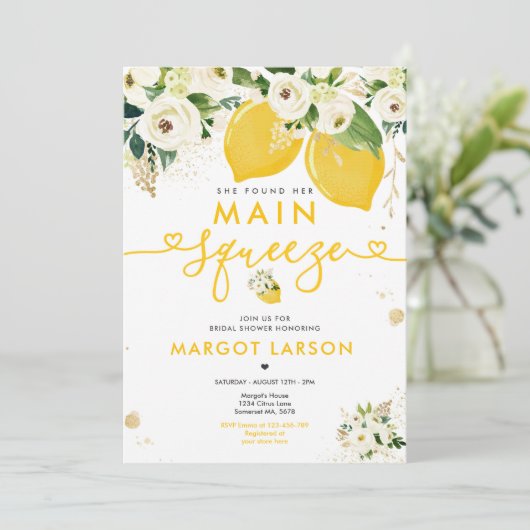 Lemon Vrijgezellenfeest Floral Lemon Main Squeeze Kaart (Staand voorkant)