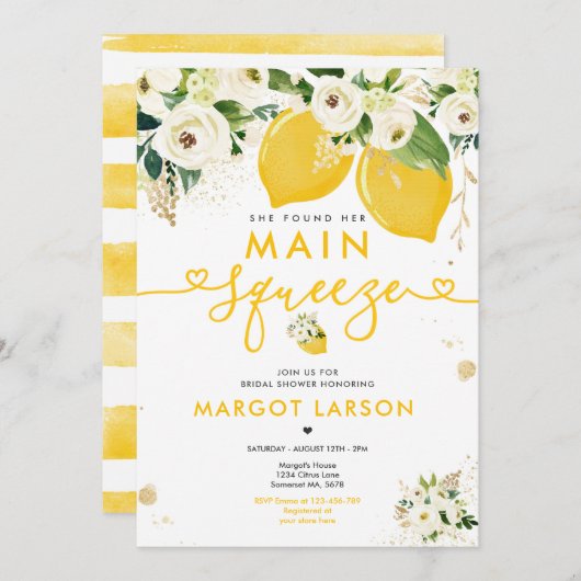 Lemon Vrijgezellenfeest Floral Lemon Main Squeeze Kaart (Voorkant / Achterkant)