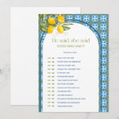 Lemon Vrijgezellenfeest Hij zei dat ze spel Kaart  (Voorkant / Achterkant)