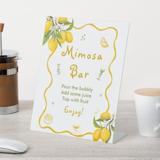Lemon Vrijgezellenfeest Mimosa Bar Reclamebord Met Voetstuk (Insitu)