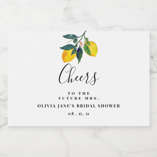 Lemon Vrijgezellenfeest Mini Sparkling Wijnetiket (Enkel label)