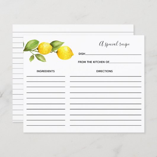 Lemon Vrijgezellenfeest Recipcard (Voorkant / Achterkant)