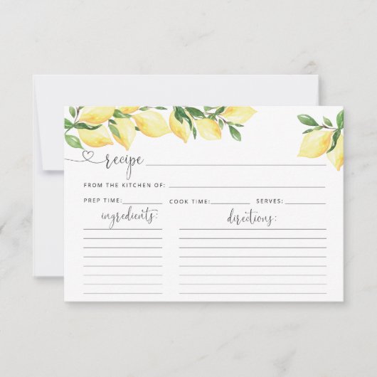 Lemon Vrijgezellenfeest Recipe Card (Voorkant)