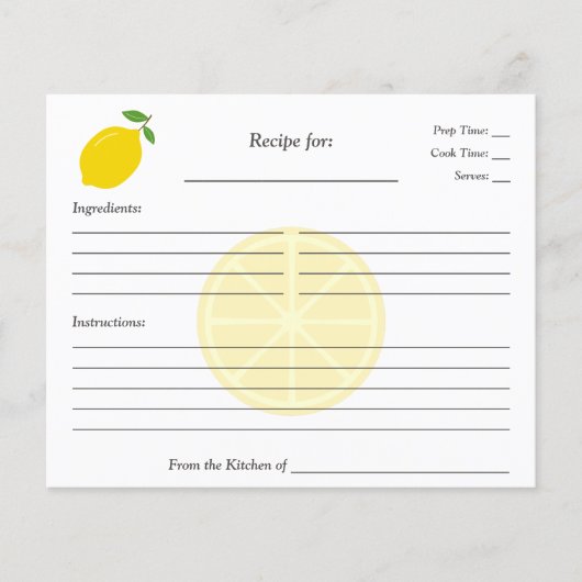 Lemon Vrijgezellenfeest Recipe Card (Voorkant)