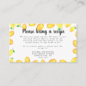 Lemon Vrijgezellenfeest Recipe Request Card Informatiekaartje (Voorkant)