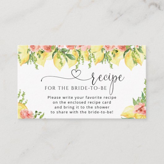 Lemon Vrijgezellenfeest Recipe Request Enclosure C Informatiekaartje (Voorkant)