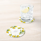 Lemon vrijgezellenfeest  ronde kartonnen onderzetter (Insitu)