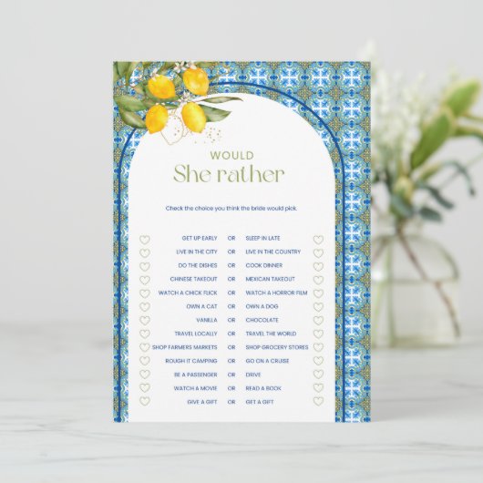 Lemon Vrijgezellenfeest wil dat ze liever Kaart (Staand voorkant)