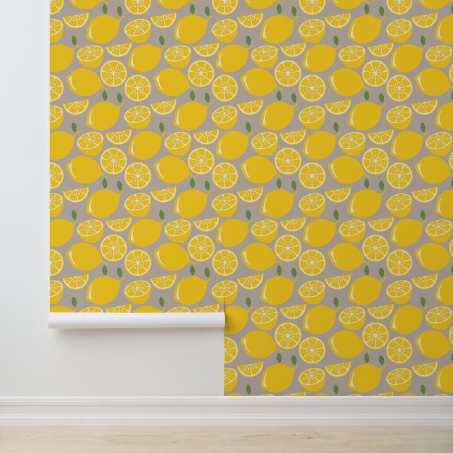 Lemon Wallpaper Lemon Pattern Behang (Applicatie)