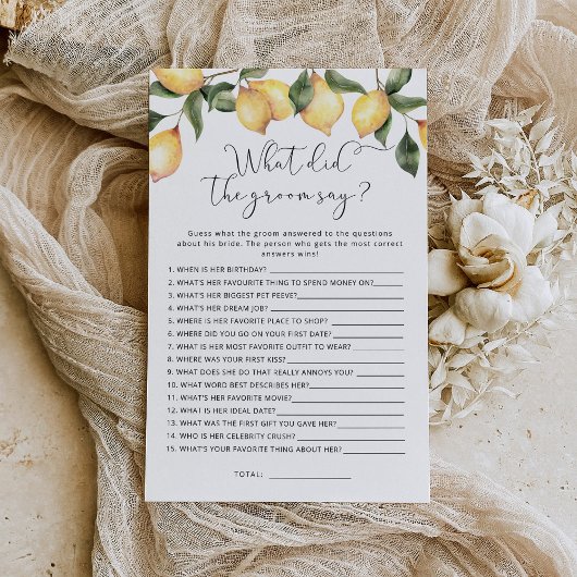 Lemon Wat zei de groom over vrijgezellenfeest game