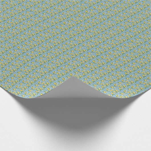Lemon Watercolor Blue Mediterranean Tile Pattern Cadeaupapier (Hoek)