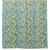 Lemon Watercolor Blue Mediterranean Tile Pattern Douchegordijn (Voorkant)