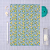 Lemon Watercolor Blue Mediterranean Tile Pattern Tissuepapier (Craft)