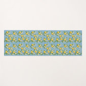 Lemon Watercolor Blue Mediterranean Tile Pattern Yogamat (Voorkant (horizontaal))