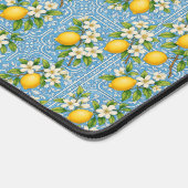 Lemon Watercolor Blue Tile Pattern Personalized Bureaumat (Hoek)