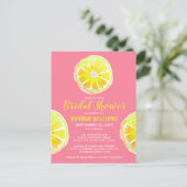 Lemon Watercolor met Roze Bruidsdouche Uitnodiging (Staand voorkant)